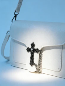 Y2K Punk Style Cross Decor Flap Shoulder Bag, Women's Small Square Handbag, Suitable For Girls Going To Work, Shopping, Photo Shooting, Party, Holiday Gift, High-Quality Purse - Multicolor - View 3