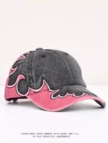 Retro American Flame Embroidery Baseball Cap, Unisex Wide Brim Streetwear Hip Hop Snapback For Spring & Autumn - A - View 12