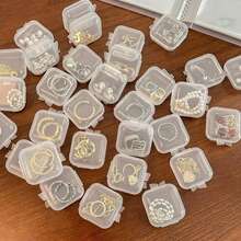 10个装迷你首饰收纳盒，尺寸为1.37 x 1.37 x 0.7英寸，透明塑料材质，适用于耳环、小手链及其他饰品（100个装） - 透明 - 查看 1