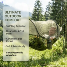 Hammock Automatic Quick Opening Mosquito Net Outdoor Camping Pole Hammock Swing Anti-Rollover Nylon Rocking Chair 260x140cm - Multicolor - View 5
