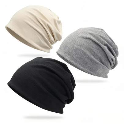 1pc Solid Color Unisex Slouchy Beanie Hat, Casual All-Season Warm Knit Cap, Suitable For Indoor And Outdoor Wear