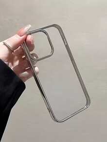 1个电镀透明极简全包覆TPU防震手机壳，兼容 17、16、15、14、13、12、11 Pro Max、Air - 白色 - 查看 2