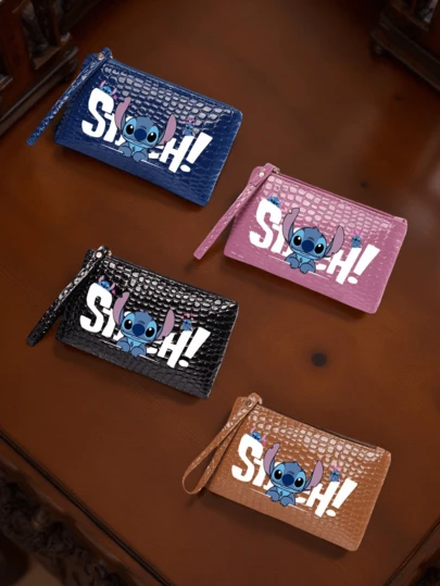 [Cartoon Print Wallet]1pc Stitching Long Wallet Ultra-Thin With Wristlet, Multifunction Mobile Phone Bag Card Holder Key Pouch Portable Zippered Coin Bag Earphone Bag For Long Wallet Purse Wallet Coin Wallet Wallet For Everyday Use