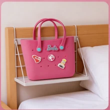 Barbie Large Capacity Boggs Summer EVA Beach Basket Tote Bag, Women's Picnic Handbag With Holes, Waterproof Tote Bag, Shopping Shoulder Bag, Cute Lunch Box Bag, Gift - Rose Red - View 9