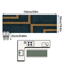1 pieza Alfombra/Tapete de área geométrica minimalista moderna - Rayas abstractas azul y dorado, adecuada para pasillo, baño, cocina, entrada, dormitorio, sala de estar, suave y lavable, decoración del hogar - Multicolor - Ver 17