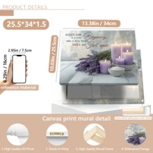 1 pieza Decoración de arte de estilo morado lavanda para pared de baño, pintura de decoración del hogar moderna adecuada para sala de estar, dormitorio, baño, habitación de niña, arte de pared con cita inspiradora - Multicolor - Ver 15