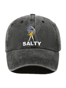 1pc/2pcs Salty Letter Design Printed Y2K Streetwear Baseball Cap With Detachable Umbrella & Crossbody Bag, Adjustable Unisex Hat & Shoulder Bag, Gift For Yourself And Friends - Multicolor - View 11