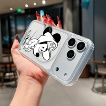 Disney Mickey Mouse Street Style Clear Phone Case: Cool Monochrome Line-Art Mickey In Hoodie & Cap, Magnetic Charging Compatibility & Shockproof Air Cushion Corners For IPhone 17, 16, 15, 14, 13, 12, And 11 Pro Models. Constructed With Durable TPU And Includes Shockproof Protection. A Perfect Gift For Family, Friends, Birthdays, Holidays, And Special Occasions. - 無色 - 查看 5
