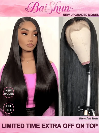 200% Plus Density Lace Front Wigs 28 30 32 Inch 13X4 13X6 5X5 HD Bone Straight HD Lace Wigs Natural Swiss Pre Plucked Transparent Lace Natural Black Color Human Blended Hair Wigs With Baby Hair High Temperature Resistant Fiber Wig For Women