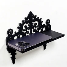 1 chiếc kệ treo tường mini phong cách Baroque cổ điển chất lượng cao, phù hợp cho nhà và văn phòng, kệ treo tường kiểu Gothic, giá đựng đồ tối giản, có thể lắp đặt có hoặc không cần khoan, trang trí phòng đẹp mắt, lưu trữ đồ dùng gia đình, lưu trữ và sắp xếp đồ dùng phòng tắm, kệ trang trí, cấu trúc bền chắc, kệ nổi, kệ chịu tải nặng, kệ treo tường, trang trí tường, kệ treo tường, trang trí tường nhà. - màu đen - Xem 3