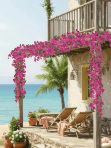 Nejlue Artificial Flowers/Plants1111 Home & Living 1pc 170cm Artificial Bougainvillea Garland, Silk-Like Bougainvillea Vine Wreath - Durable Anti-Oxidation Fake Bougainvillea Flower Wreath, Suitable For Home And Garden Decor, Great For Weddings And Seasonal Celebrations, Applicable For Home Decor, Room Decor, Tabletop Decor, Party Decor, Birthday Decor, Bedroom Decor, Wedding Decor, Garden Decor, Indoor Outdoor Decor, Spring Decor - Deep Rose Red - View 6