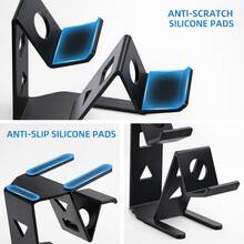 Metal Dual Controller Desktop Stand, Heavy Duty Gamepad Holder With Stable Base, Elegant Organizer Compatible With Switch Style Controllers And Other Mainstream Game Controllers, Space Saving Desk Storage Stand, Black - Multicolor - View 7