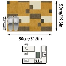 1件几何色块拼接地毯，摩洛哥风格，柔软可水洗，适用于浴室、厨房、玄关、走廊、卧室、客厅，四季皆宜 - 彩色 - 查看 15