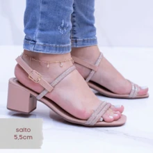 Women's Glittery Mid-Heel Sandal With A Comfortable Small Heel - 鏽棕色 - 查看 9