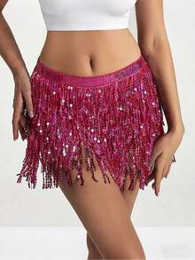 亮片裹身裙肚皮舞臀巾流苏裙闪亮流苏裙狂欢派对女装 - 彩色 - 查看 31