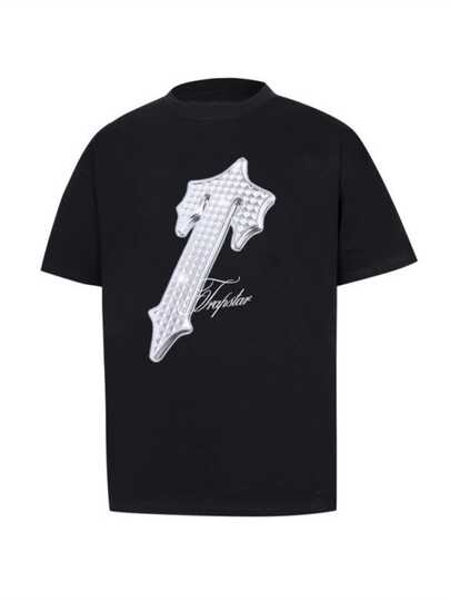 Silver Geometric Trapstar Logo With Subtle Text Below Creates A Bold Statement On This Soft Tee Perfect For Everyday Wear 100% Cotton Comfort And Urban Appeal