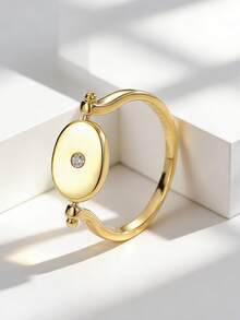 Charm-In Gold-Plated Zirconia Rotatable Disc Ring For Women - Minimalist Elegant Style For Daily Wear & Gifting, Perfect For Birthday, Anniversary & Valentine's Day - Gold - View 1