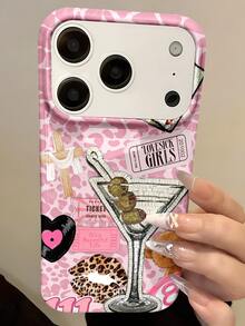 Stylish Cute Leopard Print Pattern Glossy Phone Case Compatible With IPhone 17ProMax 17Pro 17Air 17 16 15 14 13 12 11 Pro Max 16 15 14 Plus Cases Shockproof Back Cover Shell - Pink - View 4