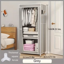Tủ đựng quần áo dễ lắp ráp kèm nắp chống bụi, làm từ ống thép dày, dung tích lớn, thiết kế đơn giản, giá treo quần áo độc lập với túi bên hông, nhiều màu sắc để lựa chọn, tủ quần áo di động, giá treo quần áo, kệ đựng đồ, tủ quần áo bằng vải không dệt, thanh treo phù hợp cho áo sơ mi, khăn tắm và phụ kiện, lý tưởng để sắp xếp phòng ngủ, tủ quần áo khung kim loại, tấm lưới thoáng khí, tủ quần áo di động, dễ lắp ráp và chắc chắn, phù hợp cho nhà ở, căn hộ, dụng cụ sắp xếp đồ đạc, đồ dùng cần thiết khi đi du lịch. - Nhiều màu - Xem 14