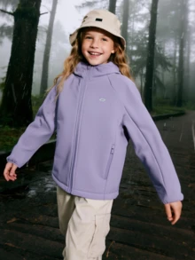 Balabala 2025 Autumn Girls Waterproof Fleece Outdoor Jacket - Purple - View 4