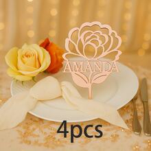 4/12/600 buc Accesorii pentru decor de masă de nuntă, flori de trandafir, design cu inimă dublă, inele pentru șervețele din material PET, suporturi pentru șervețele simple și elegante pentru hotel, nuntă, Ziua Îndrăgostiților, petrecere de ziua de naștere, decorarea mesei de acasă - Formă de trandafir - Vizualizare 10