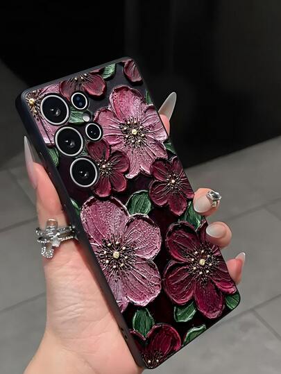 1 pieza Funda de teléfono suave con estampado floral de moda, cubierta protectora resistente a arañazos y golpes compatible con Huawei Honor, Redmi, Galaxy A04e/A05s/A13/A14/A15/A34/A35/A50/A52/A53/A54/S21/S22/S23/S24/S25/S25Ultra/S25 FE/S26/S26PLUS/S26ULTRA/S26 EDGE, 6A/7A/8A, 12T/13T/14T