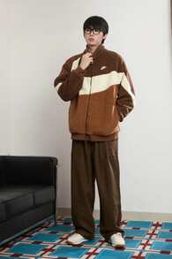 Nike Sportswear Reversible Stand Collar Zip-Up Fleece Jacket, Khaki - Khaki - View 10