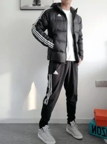 Adidas 阿迪达斯 Tiro21 Wov Pnt 复古运动足球训练侧条纹针织裤，男款，黑色 - 黑色 - 查看 10