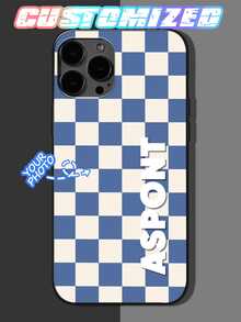 Your Exclusive Logo, Custom Plaid Background + Personalized Text, TPU Soft Edge Anti-Scratch Anti-Fingerprint, Anti-Yellowing Durable, Fits All Models, Turn Your Phone Into Your Personal Business Card, Compatible With IPhone & Galaxy - Multicolor - View 2