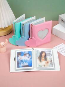 Heart Shaped Hollow Mirror 3-Inch Single Slot Instant Photo Album Card Holder - Multicolor - View 3