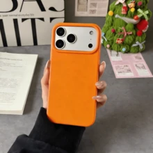 Pure Orange Perfection TPU Mixed With Liquid Silicone Case – Anti-Yellowing & Soft-Grade Guard For IPhone - Orange - View 4