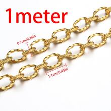 Dây chuyền Rolo bằng thép không gỉ mạ vàng, rộng 7mm, dài 1m, phụ kiện để tự làm vòng cổ và vòng tay. - Dây chuyền thép không gỉ - Xem 11