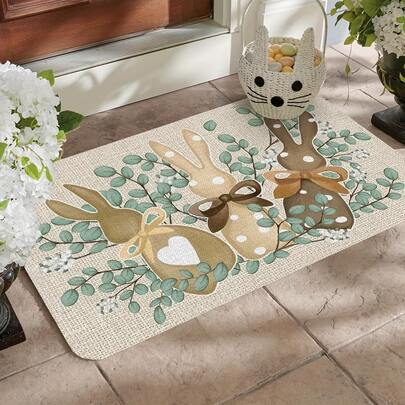 1pc Charming Rabbit Pattern Doormat - Easy To Clean, Machine Washable Carpet, Suitable For Living Room, Bedroom, Kitchen, Office - Multifunctional Decorative Carpet, Cute Carpet, Doormat, Small Rug, Welcome Mat, Carpet, Mat, Outdoor Doormat, Kitchen Rug, Home Decor, Front Door Mat, Area Small Rug, Outdoor Mat, Home Decor, Area Rug, Garden Carpet, Washable Carpet