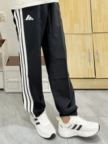 Quần jogger kẻ sọc tối giản Adidas ESSENTIALS, unisex, màu đen - màu đen - Xem 10