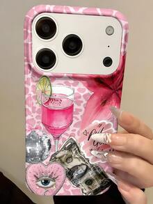 Stylish Cute Leopard Print Pattern Glossy Phone Case Compatible With IPhone 17ProMax 17Pro 17Air 17 16 15 14 13 12 11 Pro Max 16 15 14 Plus Cases Shockproof Back Cover Shell - Baby Pink - View 4