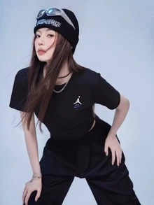 Nike Jordan Rare Air Comfortable, Stylish, Casual, Versatile Solid Color Short-Sleeve T-Shirt For Men, Black - Black - View 11