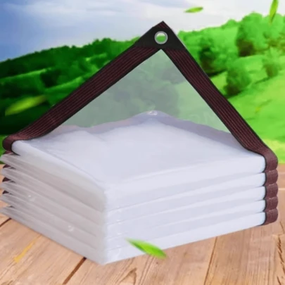 1 pieza Lona transparente impermeable y resistente al viento - Lona de polietileno transparente para jardín (con cuerdas), con ojales con ganchos, adecuada para protección contra la nieve, lona de PVC para protección de ventanas en invierno y resistencia a la nieve/agua. Invernadero, sombra solar.