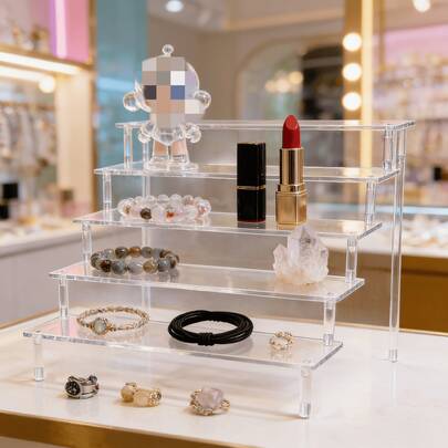 A Set Of Multi-Functional Durable Transparent Accessories Display Rack, High-End Acrylic Storage Display Rack, Jewelry Accessories Display Rack, Cupcake Display Rack, Perfume Display Rack, Doll Display Rack, Festival, Daily Use, And Gift Giving