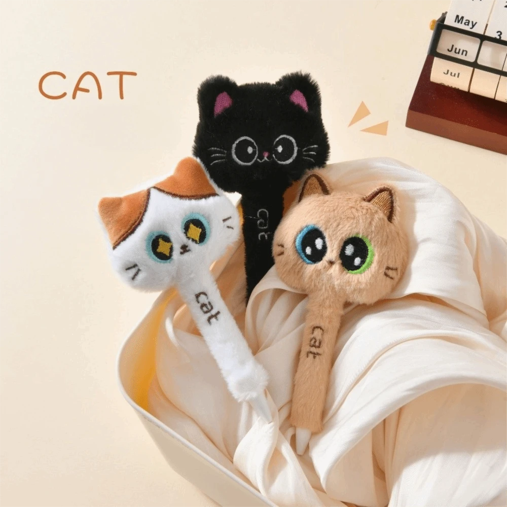 Creative Cute Cat Style Plush Gel Pens 0.5mm Black Quick-Drying Click Pen For School Office Writing & Signature Stationery Gifts - Multicolor - View 1