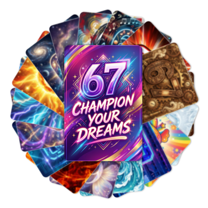 Vibe 67 18 件套图形卡片，采用大胆的未来主义设计、鲜艳的配色方案和振奋人心的短语，是收藏家、街头服饰爱好者或现代家居装饰的完美之选。采用优质纸张和高清印刷，是馈赠亲友和个人展示的理想之选。