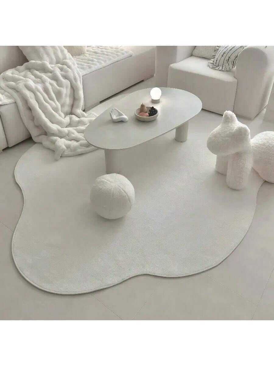 1件装极简白色不对称云朵客厅装饰地毯,客厅地毯,区域地毯,客厅区域地毯,垫子,家居装饰,大客厅地毯,圆形地毯,客厅家居装饰,房间装饰,可水洗地毯 - 多色 - 查看 1