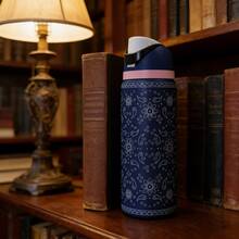 Owa Laa Dark Blue Cashew Nut Pattern Large Capacity Stainless Steel Water Bottle,32oz/945ml,With A Straw,Exquisite Appearance,Keeps Drinks Hot Or Cold,Can Hold Iced Drinks And Water,Suitable For Leisure,Work,Sports,Indoors And Outdoors,Suitable For Students And Office Workers,As A Gift - 寶藍色 - 查看 2
