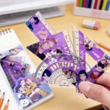 恶魔主题几何尺套装，可爱文具套装，适合K-Pop粉丝和中小学生作为课堂必备用品或生日礼物 - 彩色 - 查看 1