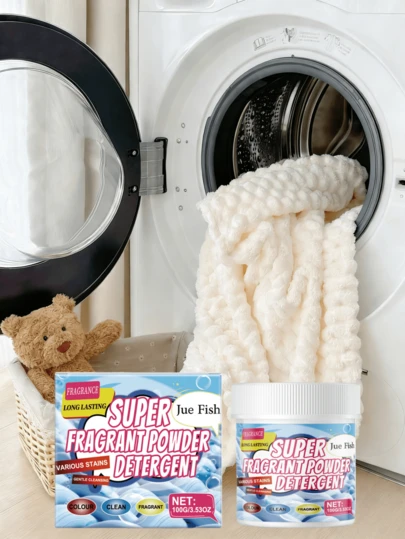 JUE FISH 100g Detergente para la ropa / Limpiador de ropa del hogar, eliminación de manchas, fragancia duradera, aroma natural, líquido de lavandería de uso diario, mejor regalo para parejas, estilo nuevo o antiguo aleatorio enviado