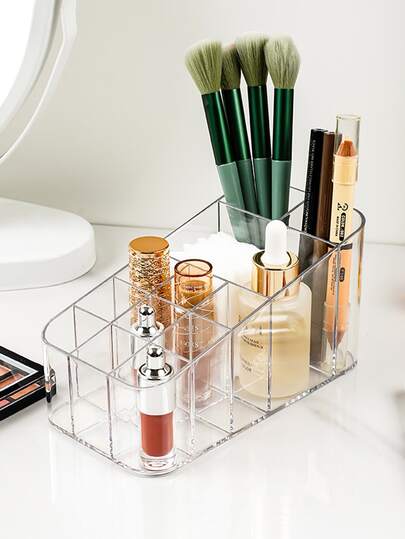 12 Compartments Transparent Acrylic Lipstick Storage Box, Trapezoidal Lipstick Display Stand, Suitable For Eyebrow Pencils, Makeup Brushes, Eyeshadow, Skincare Products, Perfumes, Lipstick Storage And Organization, Portable Storage And Organizing Stand, A Wonderful Gift