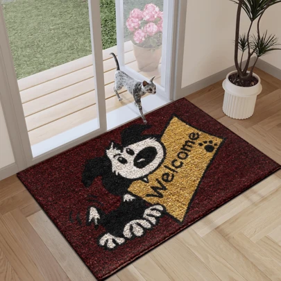 1 قطعة سجادة مطبوعة بنمط الكلب، سجادة صوفية اصطناعية - عالية الامتصاص، سهلة التنظيف، مناسبة لديكور المنزل، المزرعة، المدخل، الداخلي، الغرفة، المطبخ، غرفة الطعام، المكتب الصغير/المنزلي، البالوعة، غرفة الغسيل، حصيرة الباب، حصيرة المطبخ، حصيرة مانعة للانزلاق