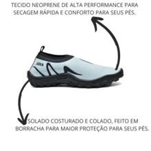 Sapatilha Aquatica Neoprene Tenis Meia Calce Facil Tratorada - AZUL CLARO - Visão 8