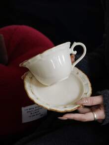 Ceramic Cup Set, High-End Luxury Coffee Cup & Saucer, Retro Home Latte Cup, Mug, Tea Cup - Multicolor - View 3