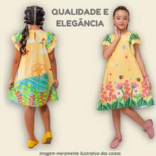 Girls' Themed Dress - , Enchanted Garden, Bees, Butterflies - Graduation, Fashionable, Blogger Style, Cool, For Parties, Birthdays, Everyday Wear, Casual, Girl's Clothing, Teen, Wedding, Printed, Loose-Fitting, Summer, Floral - 金色 - 查看 9