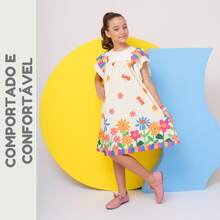 Girls' Themed Dress - , Enchanted Garden, Bees, Butterflies - Graduation, Fashionable, Blogger Style, Cool, For Parties, Birthdays, Everyday Wear, Casual, Girl's Clothing, Teen, Wedding, Printed, Loose-Fitting, Summer, Floral - 香檳色 - 查看 6